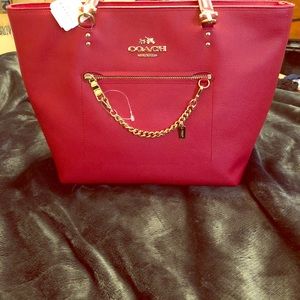 NWT Red Coach Purse with gold accents